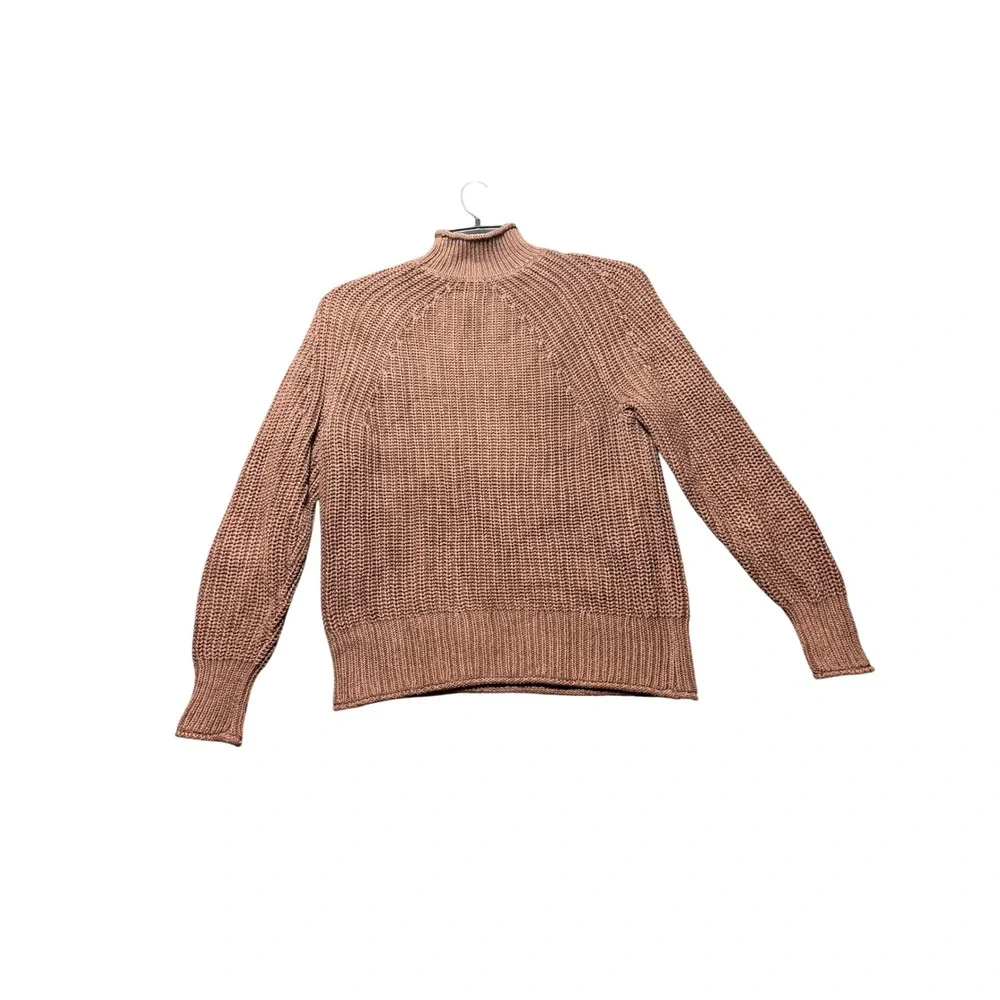 J.Crew Sweater Women XS Brown Excellent Mock Neck‎ Ribbed Knit Raglan